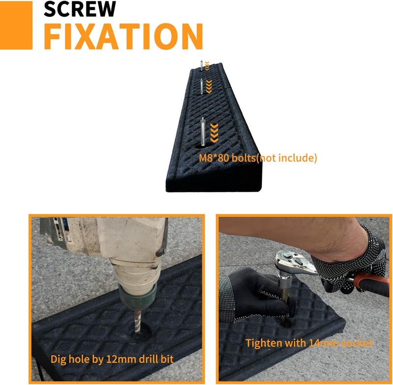 Vacallity Curb Ramp 1.2" Rise Rubber Curb Ramps for Driveway Curb Ramps for Sidewalks Car Ramps Door Threshold Ramp Shed Ramps for Riding Mower 7000 LB Capacity - Image 4